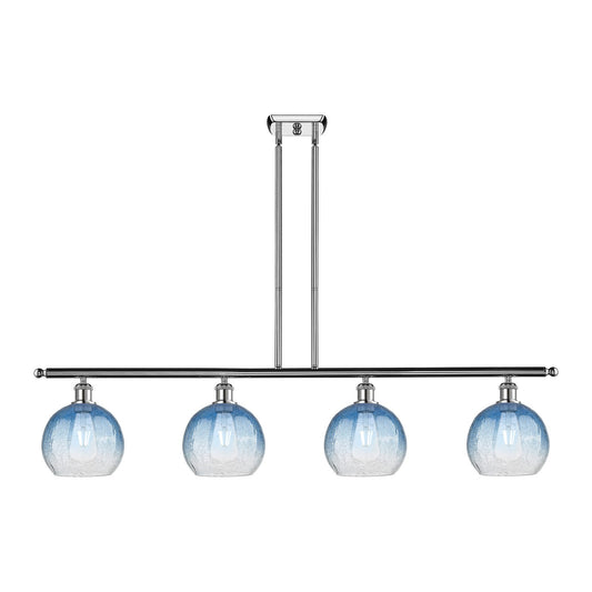 Innovations Brookhaven Globe 48in 4-Light Island Light | Industrial Polished Chrome and Sapphire Blue Glass | Kitchen Island & | Model 516-4I-PC-G483-8SB