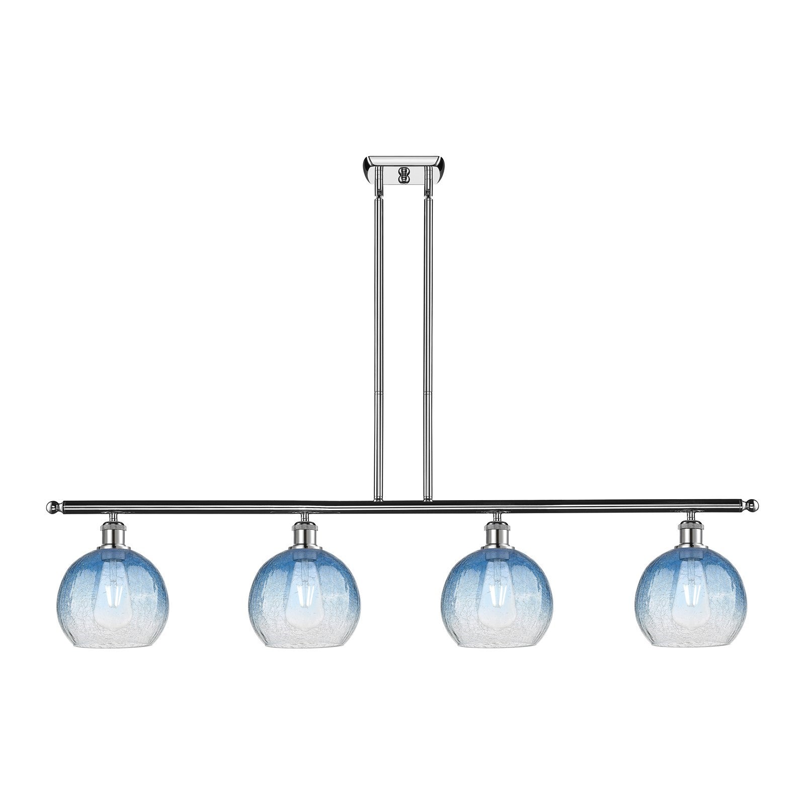 Innovations Brookhaven Globe 48in 4-Light Island Light | Industrial Polished Chrome and Sapphire Blue Glass | Kitchen Island & | Model 516-4I-PC-G483-8SB