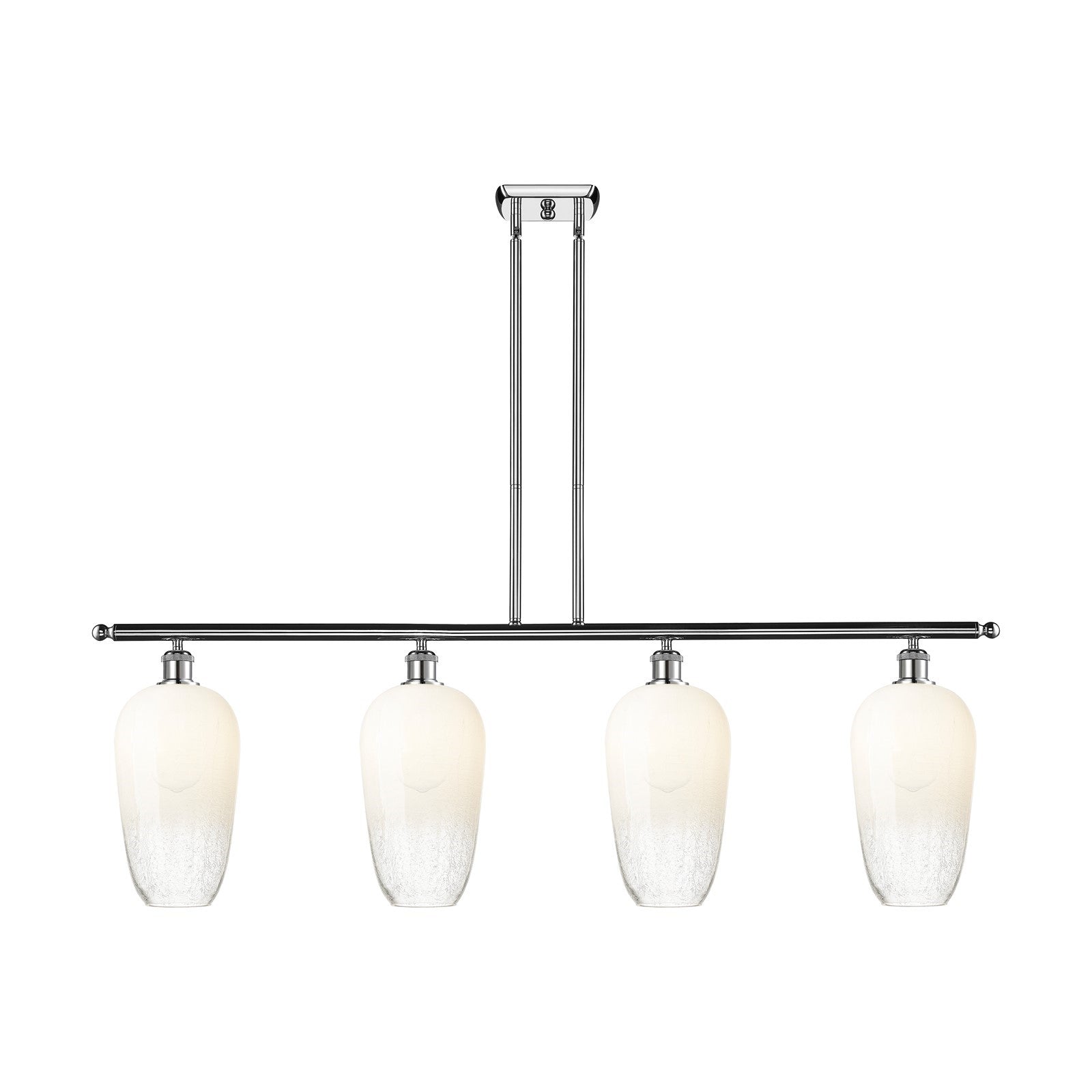 Innovations Brookhaven Flute 48in 4-Light Island Light | Industrial Modern Polished Chrome and Opal Glass | Kitchen Island & | Model 516-4I-PC-G484-7OP
