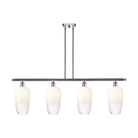 Innovations Brookhaven Flute 48in 4-Light Island Light | Industrial Modern Polished Chrome and Opal Glass | Kitchen Island & | Model 516-4I-PC-G484-7OP