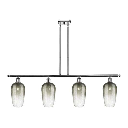 Innovations Brookhaven Flute 48in 4-Light Island Light | Industrial Modern Polished Chrome and Slate Glass | Kitchen Island & | Model 516-4I-PC-G484-7SL