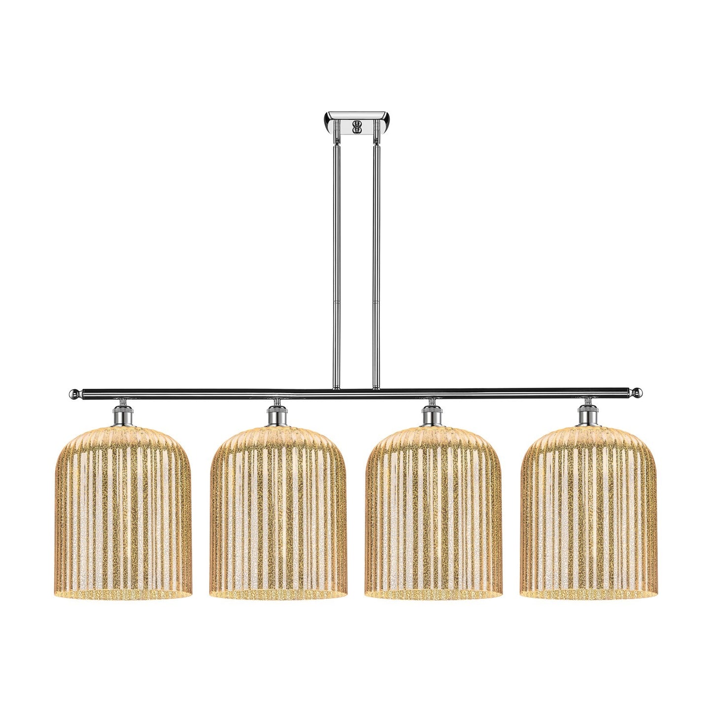 Innovations Bridal Veil 48in 4-Light Island Light | Art Nouveau Industrial Polished Chrome and Mercury Ribbed Glass | Kitchen | Model 516-4I-PC-G559-12ME