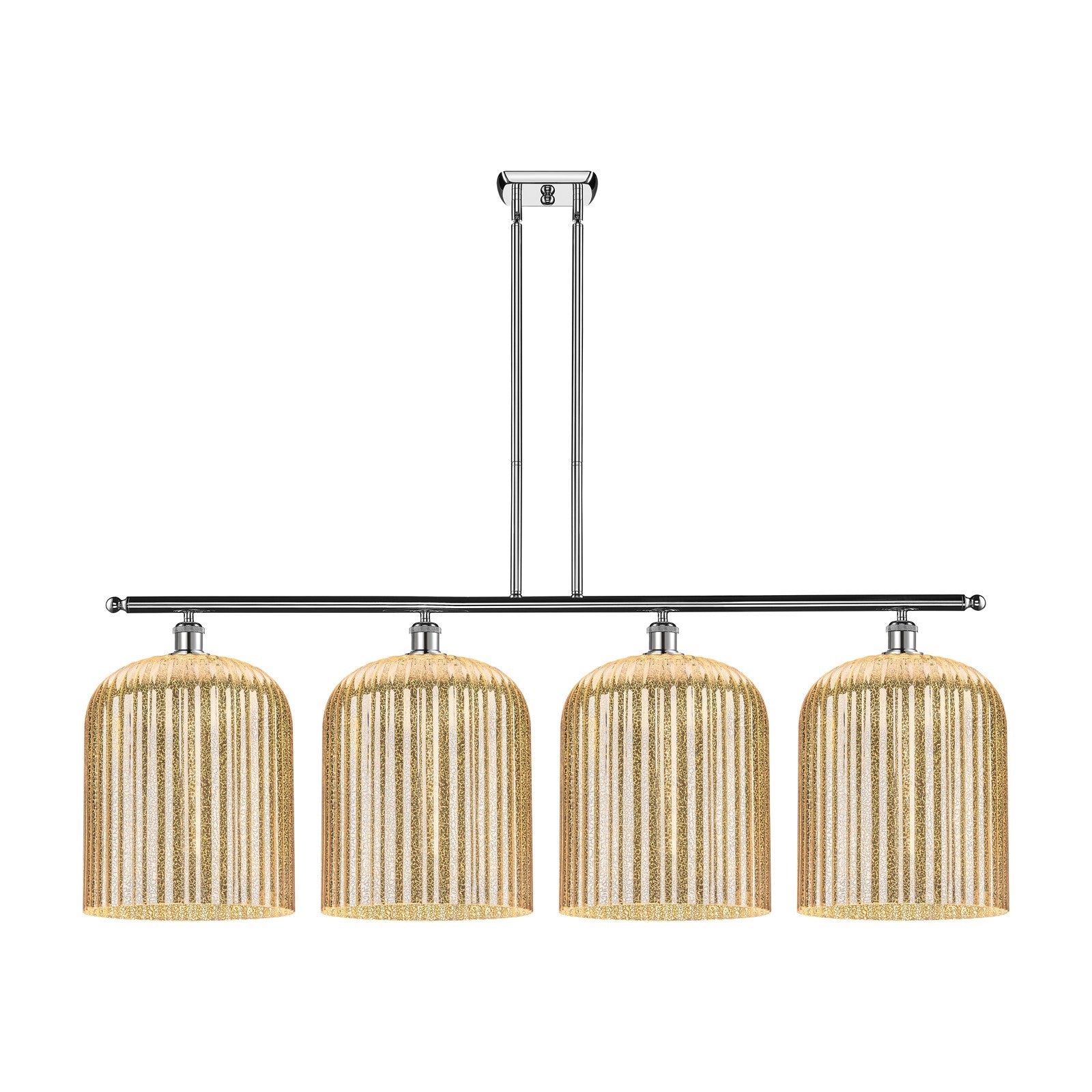 Innovations Bridal Veil 48in 4-Light Island Light | Art Nouveau Industrial Polished Chrome and Mercury Ribbed Glass | Kitchen | Model 516-4I-PC-G559-12ME