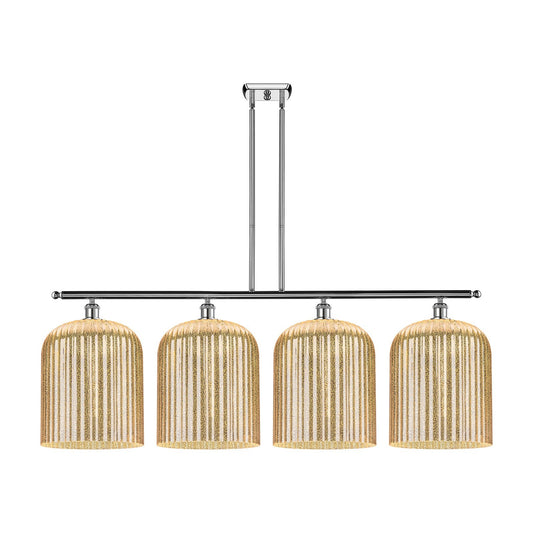 Innovations Bridal Veil 48in 4-Light Island Light | Art Nouveau Industrial Polished Chrome and Mercury Ribbed Glass | Kitchen | Model 516-4I-PC-G559-12ME