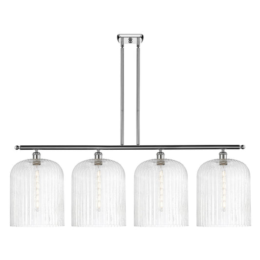 Innovations Bridal Veil 48in 4-Light Island Light | Art Nouveau Industrial Polished Chrome and Seedy Ribbed Glass | Kitchen | Model 516-4I-PC-G559-12SDY