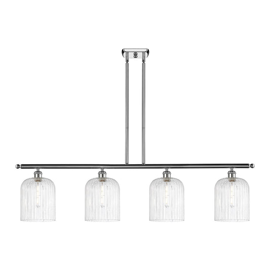 Innovations Bridal Veil 48in 4-Light Island Light | Art Nouveau Industrial Polished Chrome and Seedy Bell Glass | Kitchen | Model 516-4I-PC-G559-8SDY