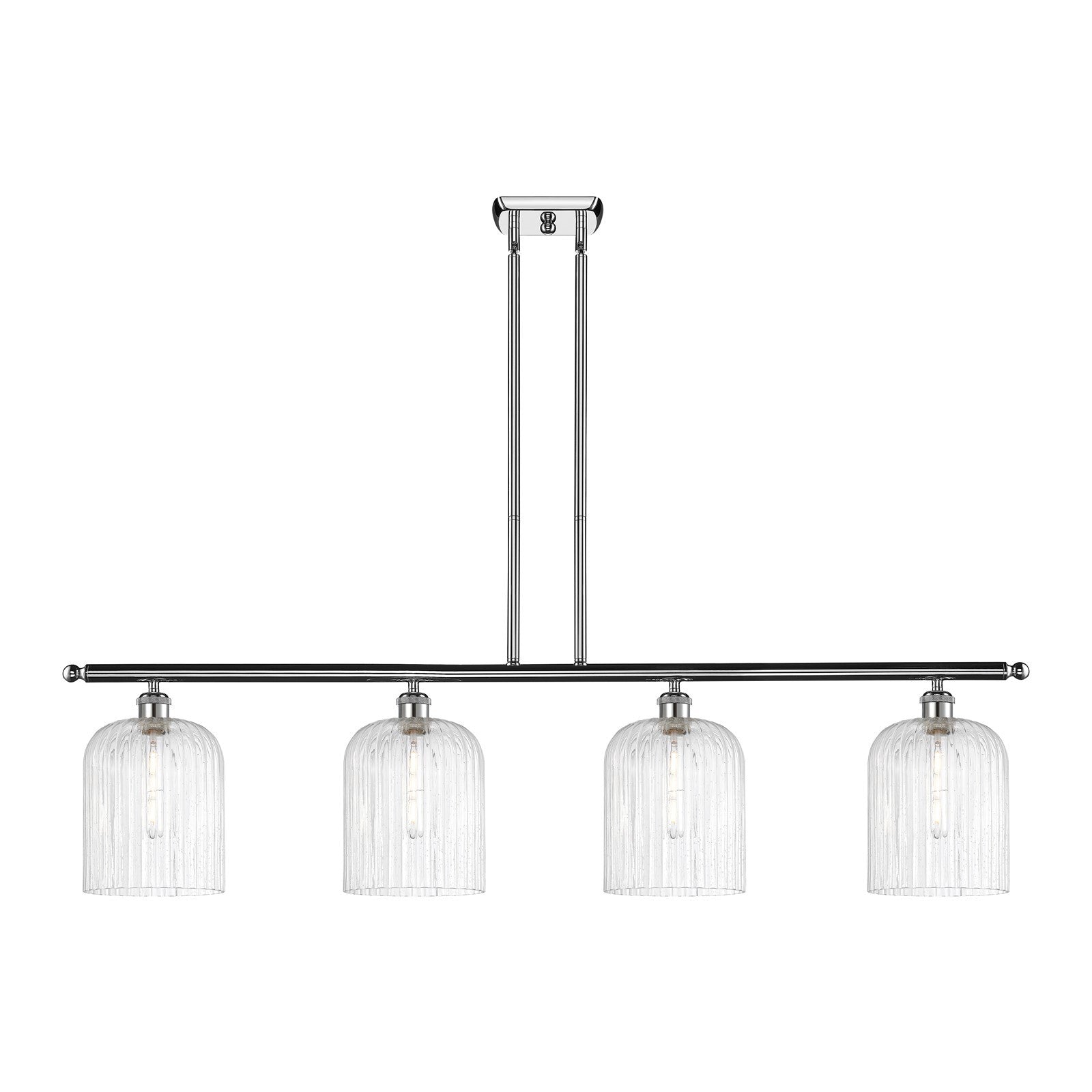 Innovations Bridal Veil 48in 4-Light Island Light | Art Nouveau Industrial Polished Chrome and Seedy Bell Glass | Kitchen | Model 516-4I-PC-G559-8SDY