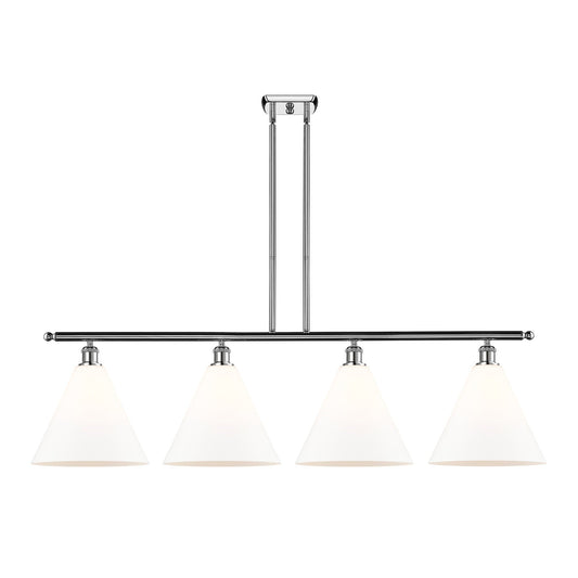 Innovations Berkshire 50in 4-Light Island Light | Industrial Polished Chrome and Matte White Glass | Kitchen Island & Dining | Model 516-4I-PC-GBC-121