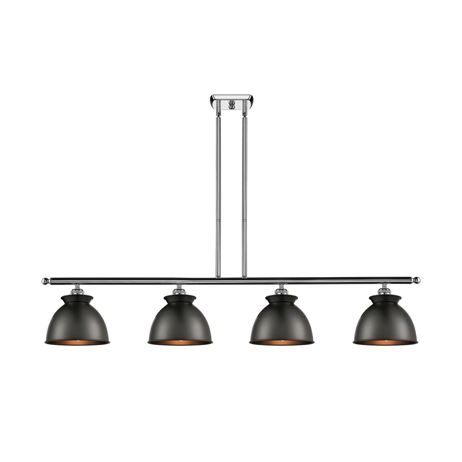 Innovations Adirondack 48in 4-Light Island Light | Industrial Farmhouse Polished Chrome and Matte Black Metal Shade | Kitchen | Model 516-4I-PC-M14-BK-LED