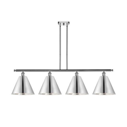 Innovations Berkshire 50in 4-Light Island Light | Industrial Farmhouse Polished Chrome Steel and Cast Brass with Polished | Model 516-4I-PC-MBC-12-PC