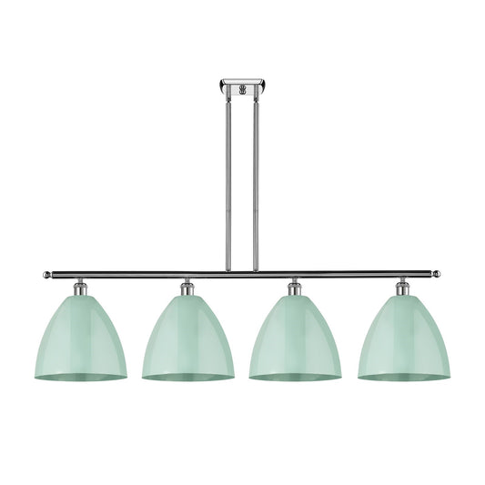 Innovations Plymouth 50.25in 4-Light Island Light | Industrial Farmhouse Polished Chrome and Matte Seafoam Metal Shade | Model 516-4I-PC-MBD-12-SF