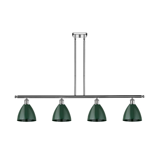 Innovations Plymouth 48in 4-Light Island Light | Industrial Farmhouse Polished Chrome and Matte Green Metal | Kitchen | Model 516-4I-PC-MBD-75-GR-LED