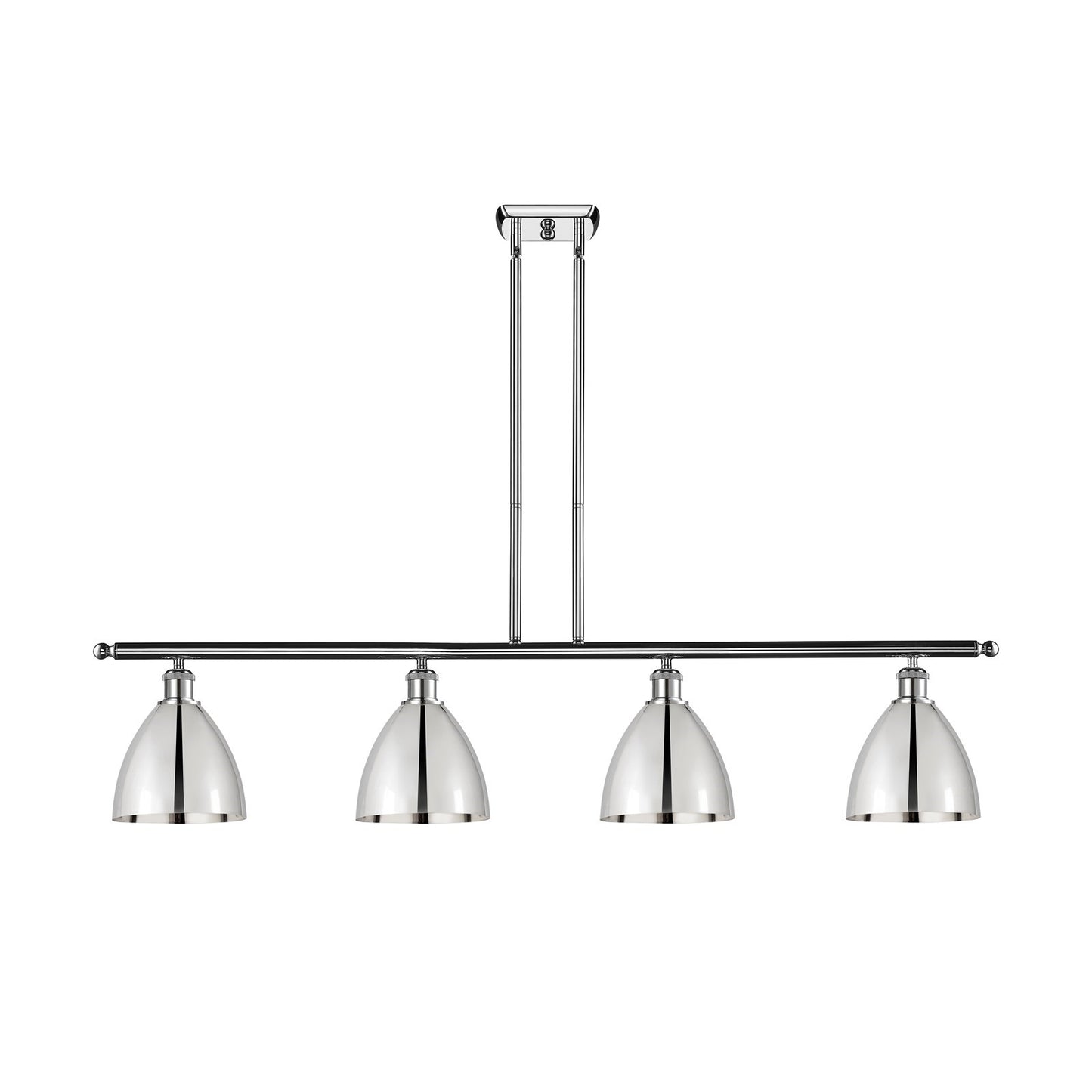 Innovations Bristol 48in 4-Light Island | Industrial Farmhouse Polished Chrome Steel and Cast Brass with Chrome Metal | Model 516-4I-PC-MBD-75-PC-LED