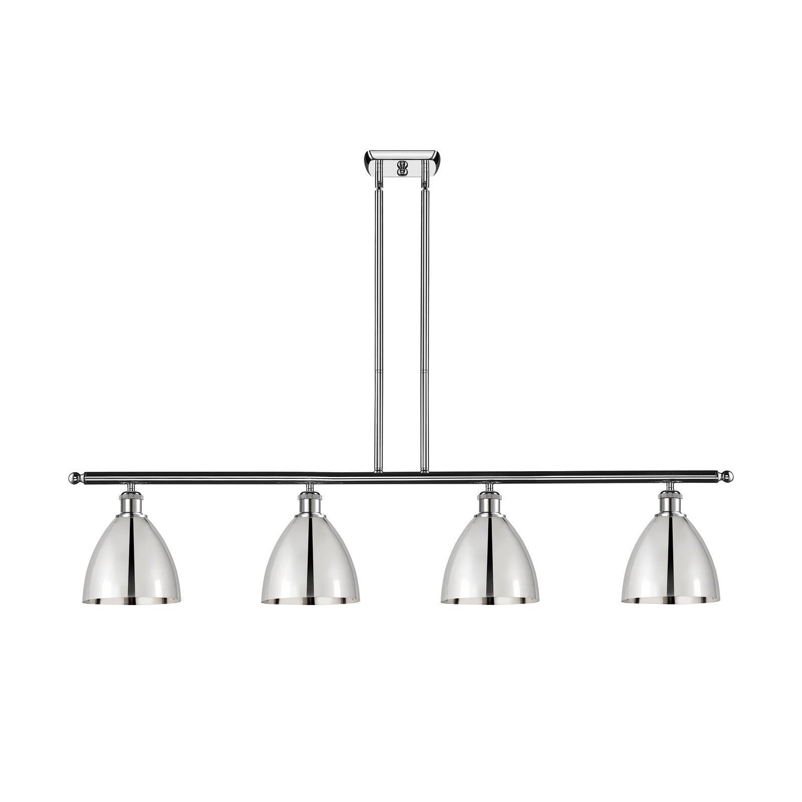 Innovations Bristol 48in 4-Light Island | Industrial Farmhouse Polished Chrome Steel and Cast Brass with Chrome Metal | Model 516-4I-PC-MBD-75-PC-LED