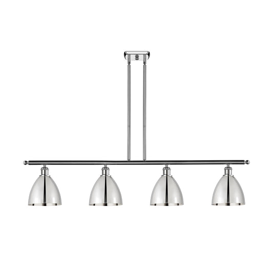Innovations Bristol 48in 4-Light Island | Industrial Farmhouse Polished Chrome Steel and Cast Brass with Chrome Metal | Model 516-4I-PC-MBD-75-PC-LED