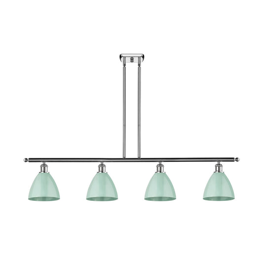 Innovations Plymouth 48in 4-Light Island Light | Industrial Farmhouse Polished Chrome and Matte Seafoam Metal Shade | Model 516-4I-PC-MBD-75-SF-LED