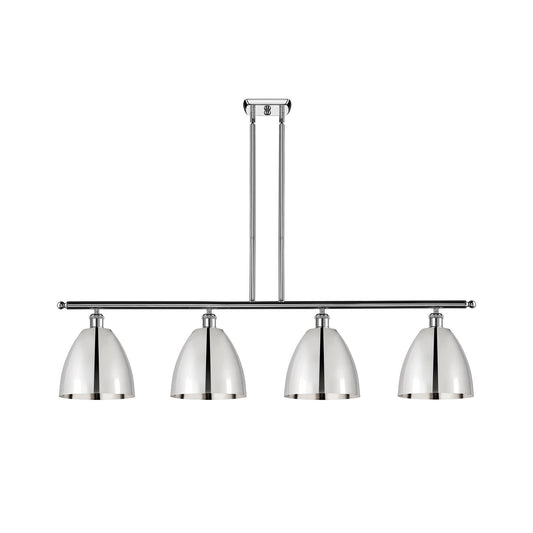 Innovations Bristol 48in 4-Light Island Light | Industrial Farmhouse Polished Chrome Steel and Metal Shade | Kitchen Island | Model 516-4I-PC-MBD-9-PC-LED