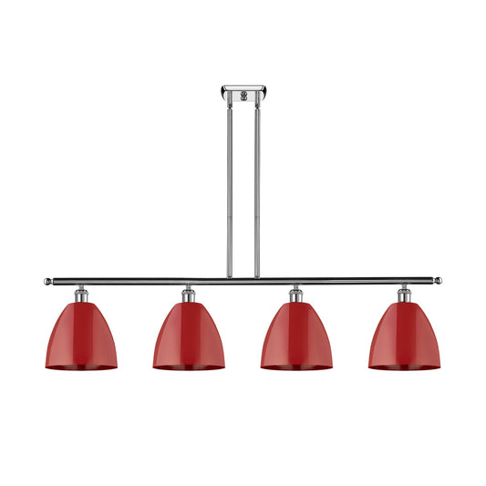 Innovations Plymouth 48in 4-Light Island Light | Industrial Farmhouse Polished Chrome and Matte Red Metal | Kitchen Island & | Model 516-4I-PC-MBD-9-RD