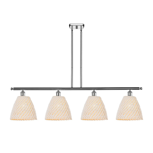 Innovations Bristol Natural 48in 4-Light Island Light | Farmhouse Polished Chrome and Natural Fiber Dome Shade | Kitchen | Model 516-4I-PC-NBD-9-NAT