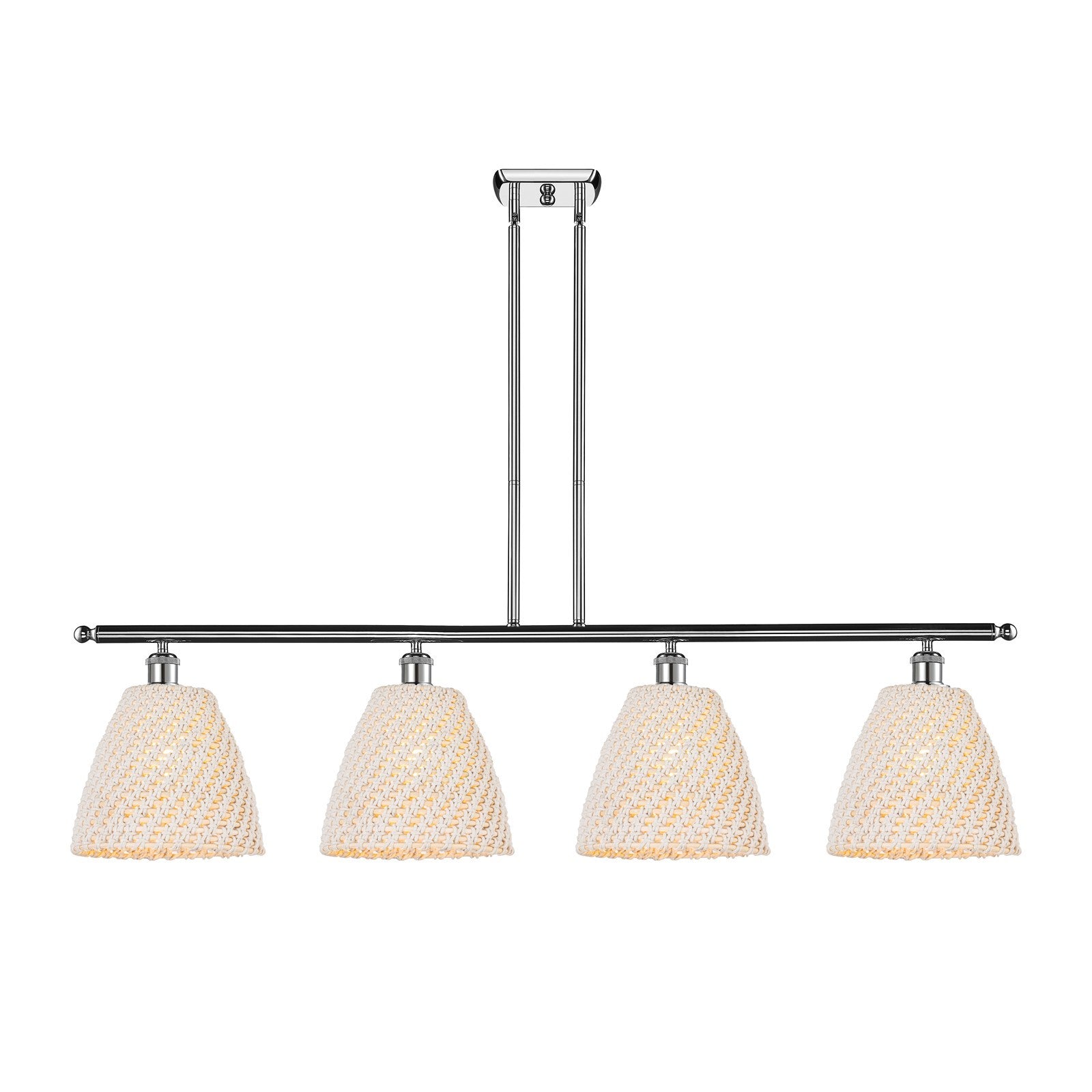 Innovations Bristol Natural 48in 4-Light Island Light | Farmhouse Polished Chrome and Natural Fiber Dome Shade | Kitchen | Model 516-4I-PC-NBD-9-NAT
