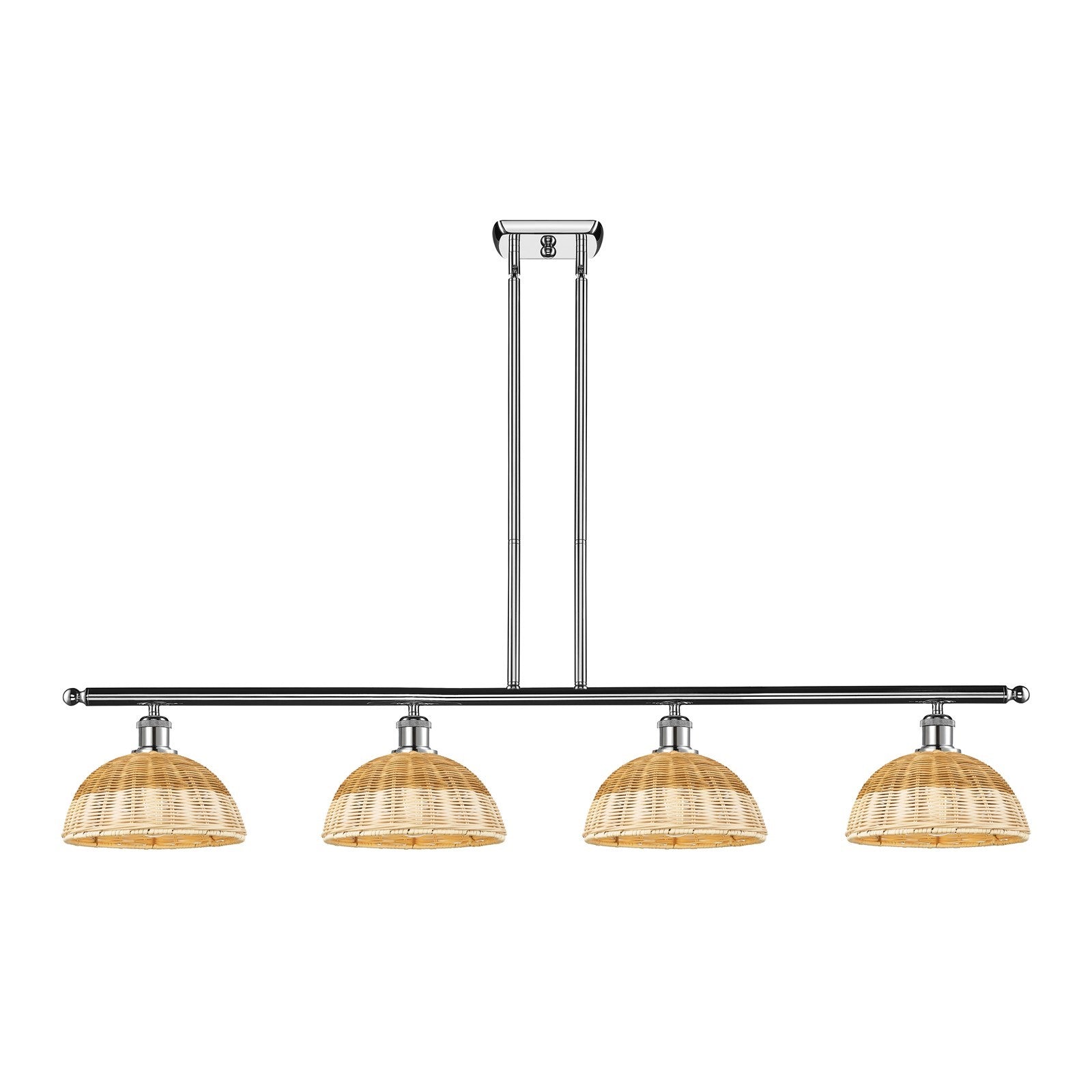 Innovations Bristol Natural II 48in 4-Light Island Light | Industrial Modern Polished Chrome and Natural Fiber Dome Shade | Model 516-4I-PC-NBD2-9-NAT