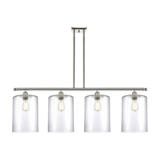 Innovations Cobbleskill 48in 4-Light Island Light | Art Nouveau Polished Nickel Steel and Clear Glass | Kitchen Island & Dining | Model 516-4I-PN-G112-L