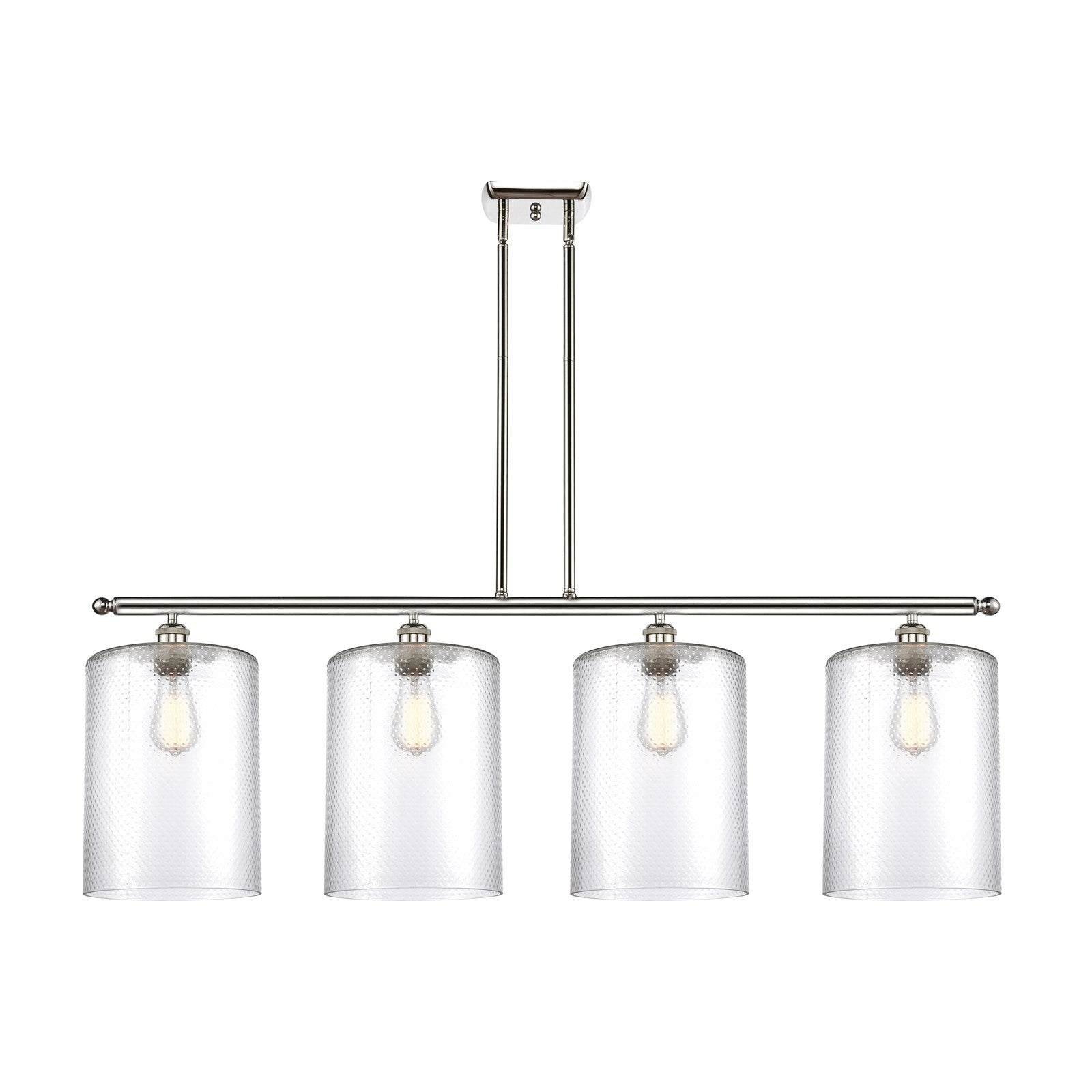 Innovations Cobbleskill 48in 4-Light Island Light | Art Nouveau Polished Nickel Steel and Clear Glass | Kitchen Island & Dining | Model 516-4I-PN-G112-L