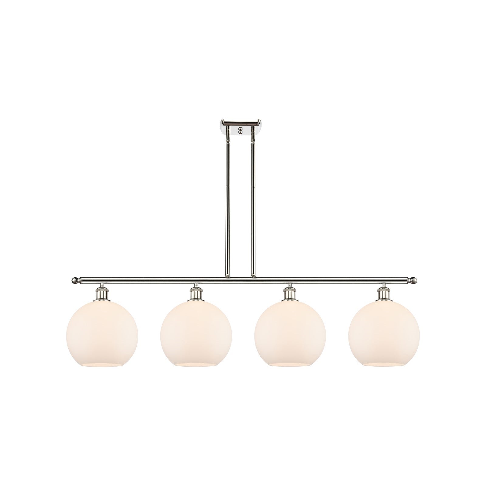 Innovations Athens 48in 4-Light Island Light | Industrial Polished Nickel and Matte White Glass | Kitchen Island & Dining Room | Model 516-4I-PN-G121-10