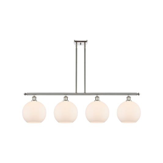Innovations Athens 48in 4-Light Island Light | Industrial Polished Nickel and Matte White Glass | Kitchen Island & Dining Room | Model 516-4I-PN-G121-10
