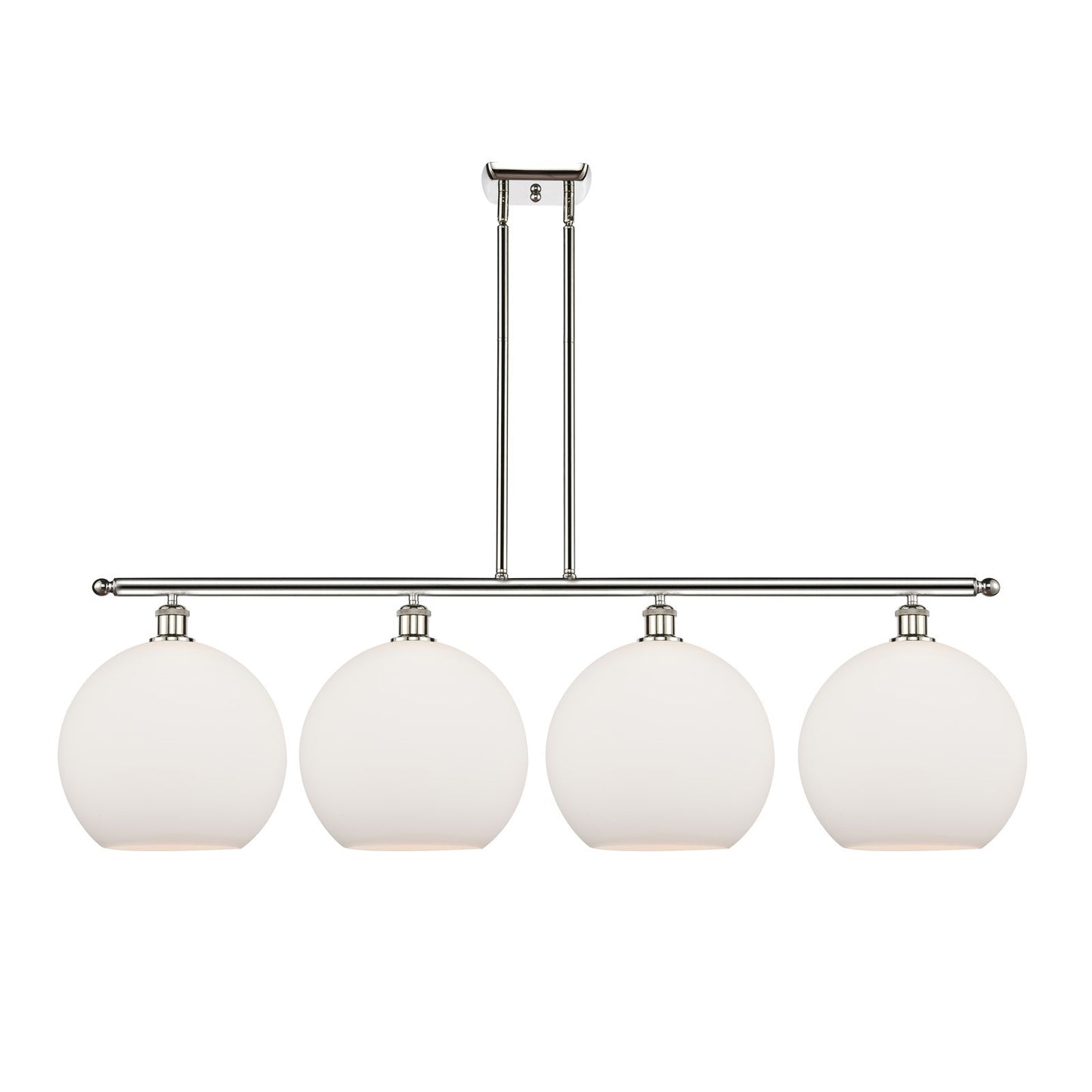 Innovations Athens 50in 4-Light Island Light | Industrial Polished Nickel and Matte White Glass | Kitchen Island & Dining Room | Model 516-4I-PN-G121-12