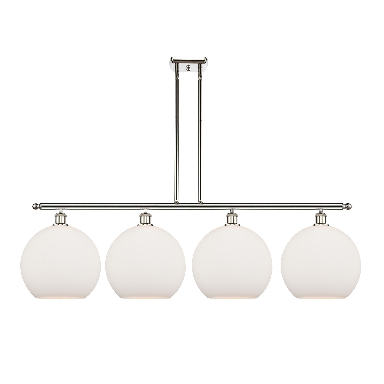 Innovations Athens 50in 4-Light Island Light | Industrial Polished Nickel and Matte White Glass | Kitchen Island & Dining Room | Model 516-4I-PN-G121-12