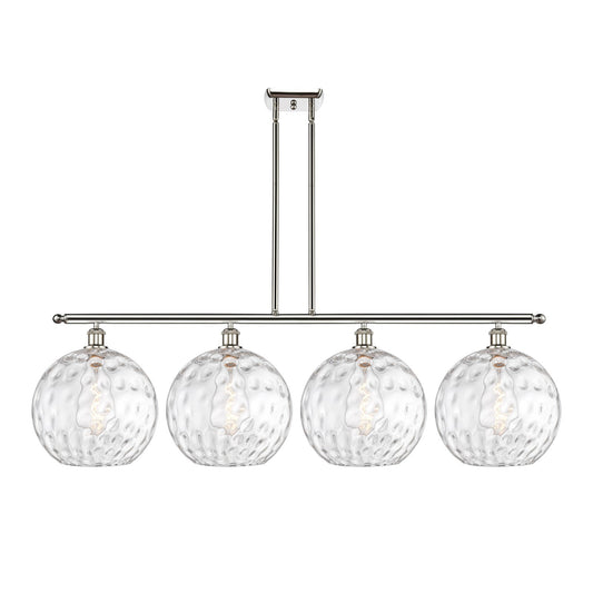 Innovations Athens 50in 4-Light Island Light | Industrial Polished Nickel and Clear Water Glass | Kitchen Island & Dining Room | Model 516-4I-PN-G1215-12