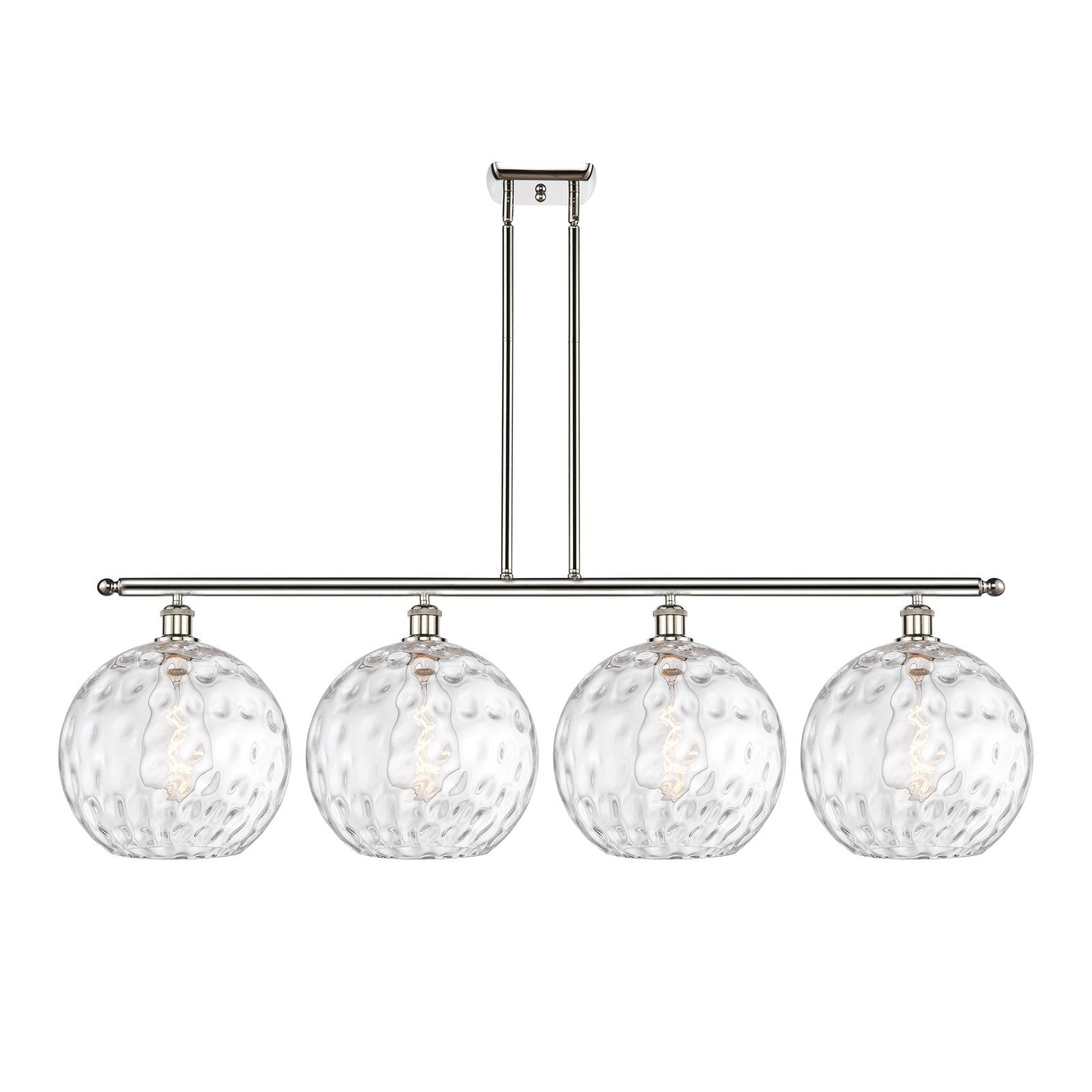 Innovations Athens 50in 4-Light Island Light | Industrial Polished Nickel and Clear Water Glass | Kitchen Island & Dining Room | Model 516-4I-PN-G1215-12