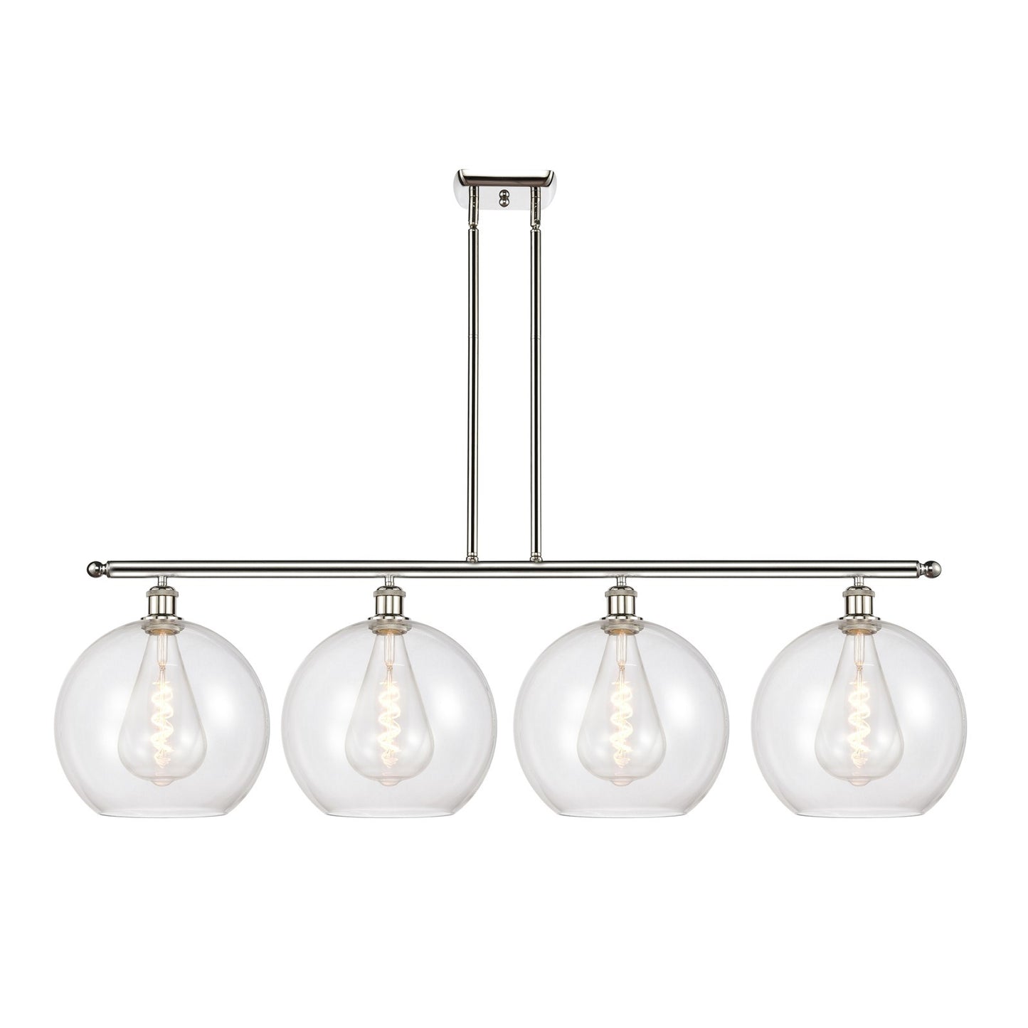 Innovations Athens 50in 4-Light Island Light | Industrial Polished Nickel Steel and Clear Glass | Kitchen Island & Dining Room | Model 516-4I-PN-G122-12