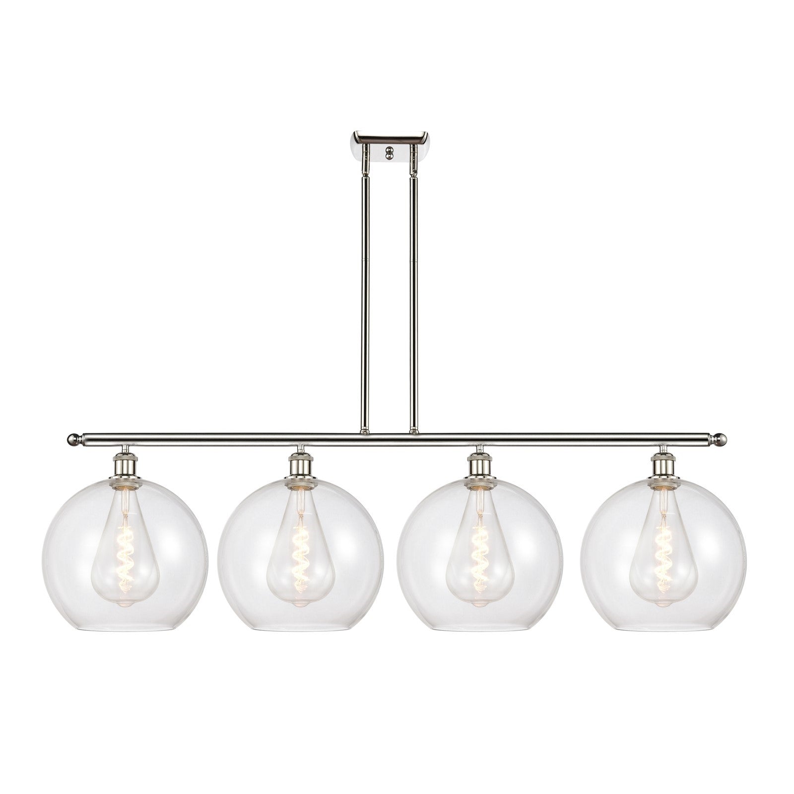 Innovations Athens 50in 4-Light Island Light | Industrial Polished Nickel Steel and Clear Glass | Kitchen Island & Dining Room | Model 516-4I-PN-G122-12