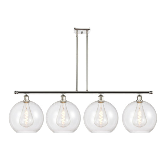 Innovations Athens 50in 4-Light Island Light | Industrial Polished Nickel Steel and Clear Glass | Kitchen Island & Dining Room | Model 516-4I-PN-G122-12