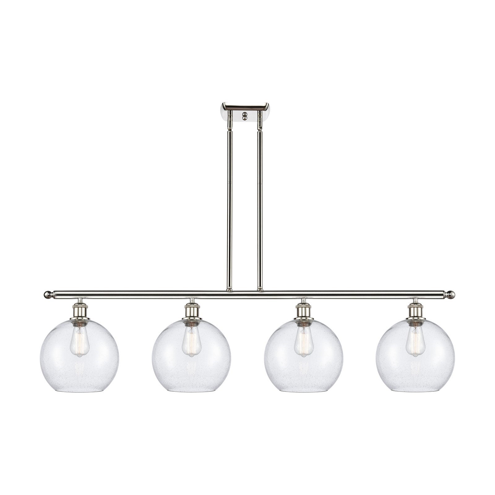 Innovations Athens 48in 4-Light Island Light | Industrial Polished Nickel and Seedy Glass | Kitchen Island & Dining Room | 48.25 | Model 516-4I-PN-G124-10