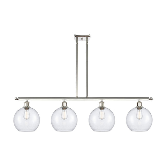 Innovations Athens 48in 4-Light Island Light | Industrial Polished Nickel and Seedy Glass | Kitchen Island & Dining Room | 48.25 | Model 516-4I-PN-G124-10