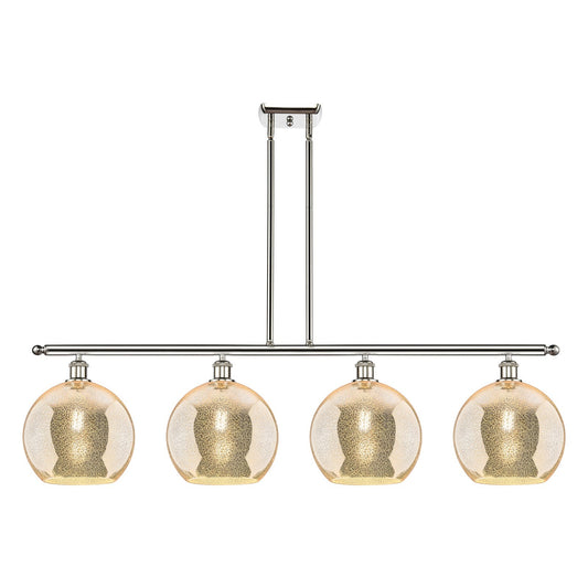 Innovations Athens 48in 4-Light Island Light | Industrial Polished Nickel and Mercury Glass | Kitchen Island & Dining Room | Model 516-4I-PN-G128-10