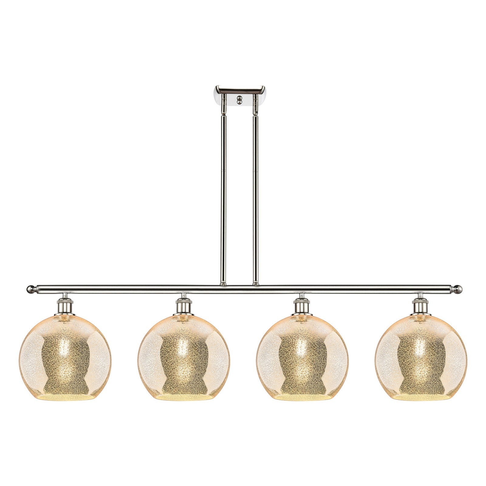 Innovations Athens 48in 4-Light Island Light | Industrial Polished Nickel and Mercury Glass | Kitchen Island & Dining Room | Model 516-4I-PN-G128-10