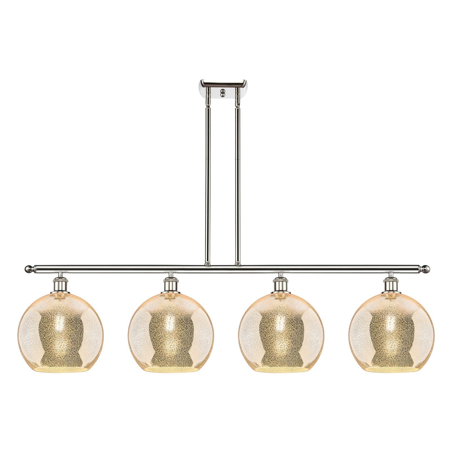 Innovations Athens 48in 4-Light Island Light | Industrial Polished Nickel and Mercury Glass | Kitchen Island & Dining Room | Model 516-4I-PN-G128-10