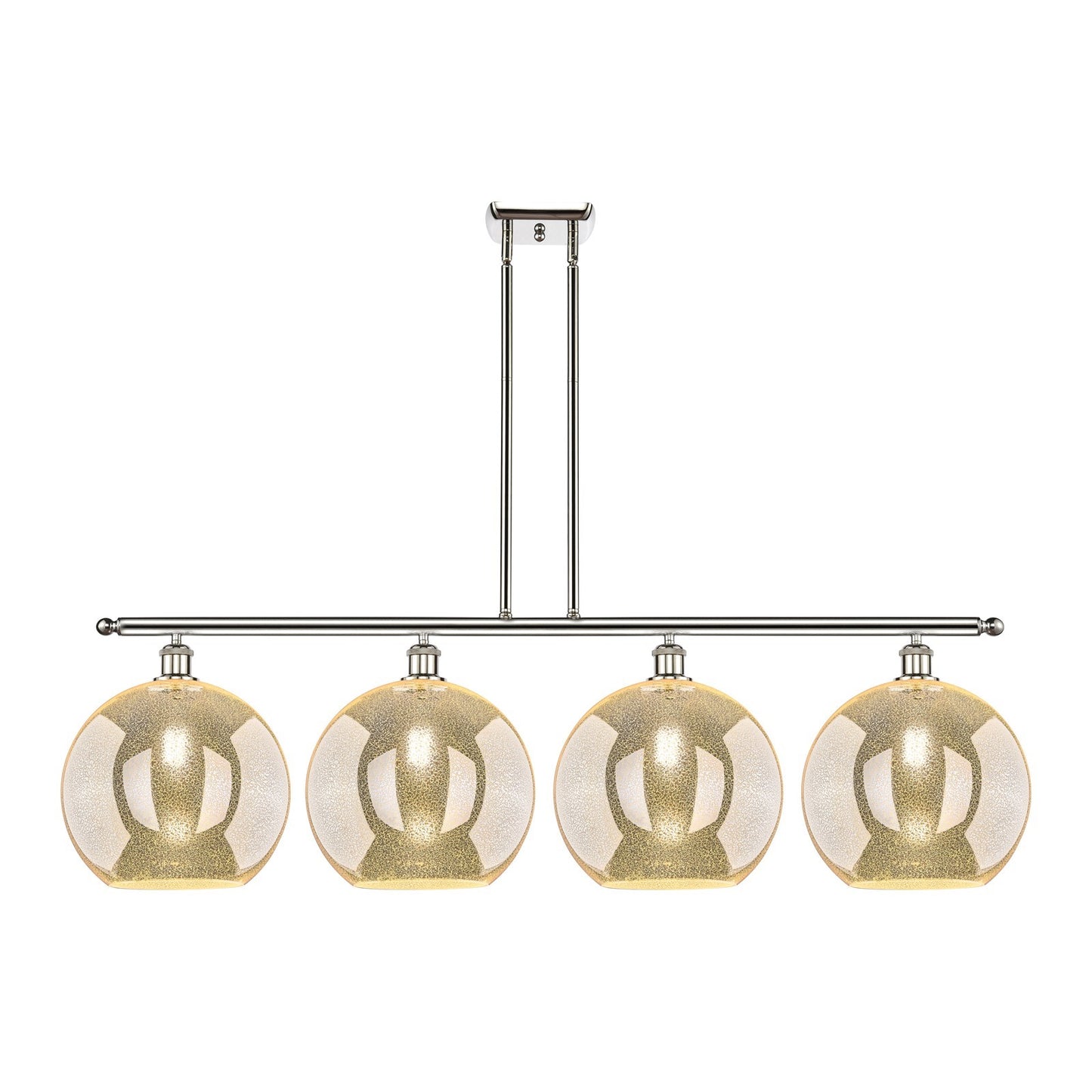 Innovations Athens 50in 4-Light Island Light | Industrial Polished Nickel and Mercury Glass | Kitchen Island & Dining Room | 50 | Model 516-4I-PN-G128-12