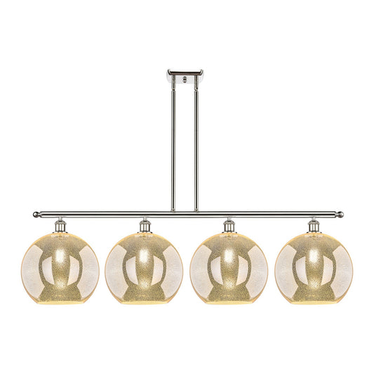 Innovations Athens 50in 4-Light Island Light | Industrial Polished Nickel and Mercury Glass | Kitchen Island & Dining Room | 50 | Model 516-4I-PN-G128-12