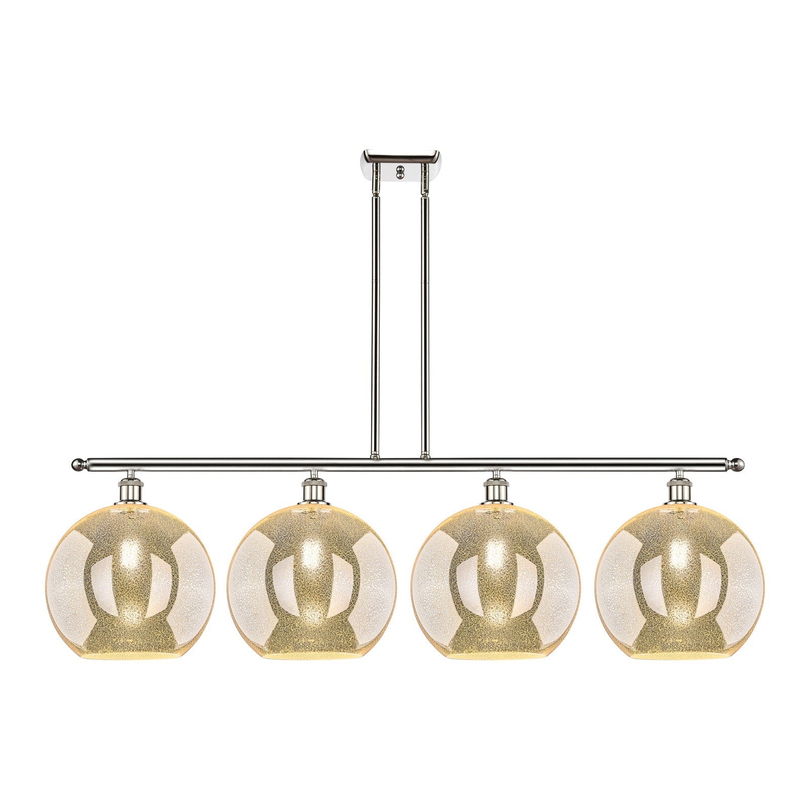 Innovations Athens 50in 4-Light Island Light | Industrial Polished Nickel and Mercury Glass | Kitchen Island & Dining Room | 50 | Model 516-4I-PN-G128-12