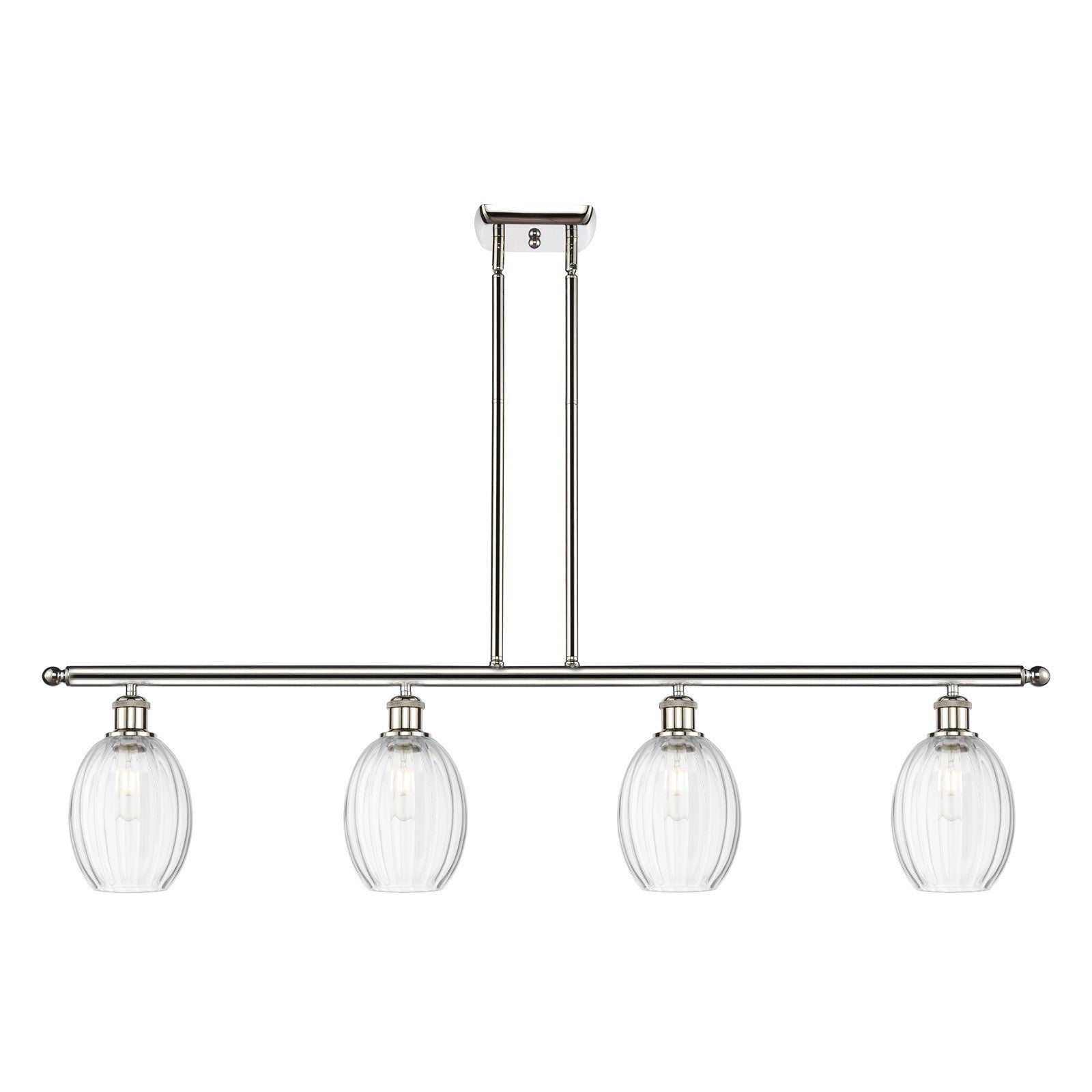 Innovations Preston Bulb 48in 4-Light Island Light | Industrial Polished Nickel and Clear Glass | Kitchen Island & Dining Room | Model 516-4I-PN-G459-6CL