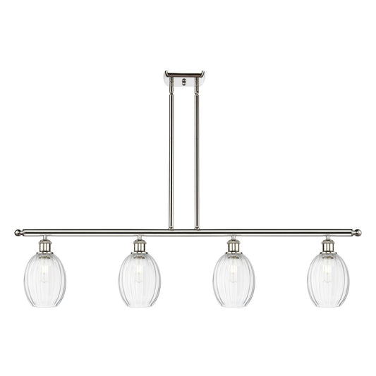 Innovations Preston Bulb 48in 4-Light Island Light | Industrial Polished Nickel and Clear Glass | Kitchen Island & Dining Room | Model 516-4I-PN-G459-6CL
