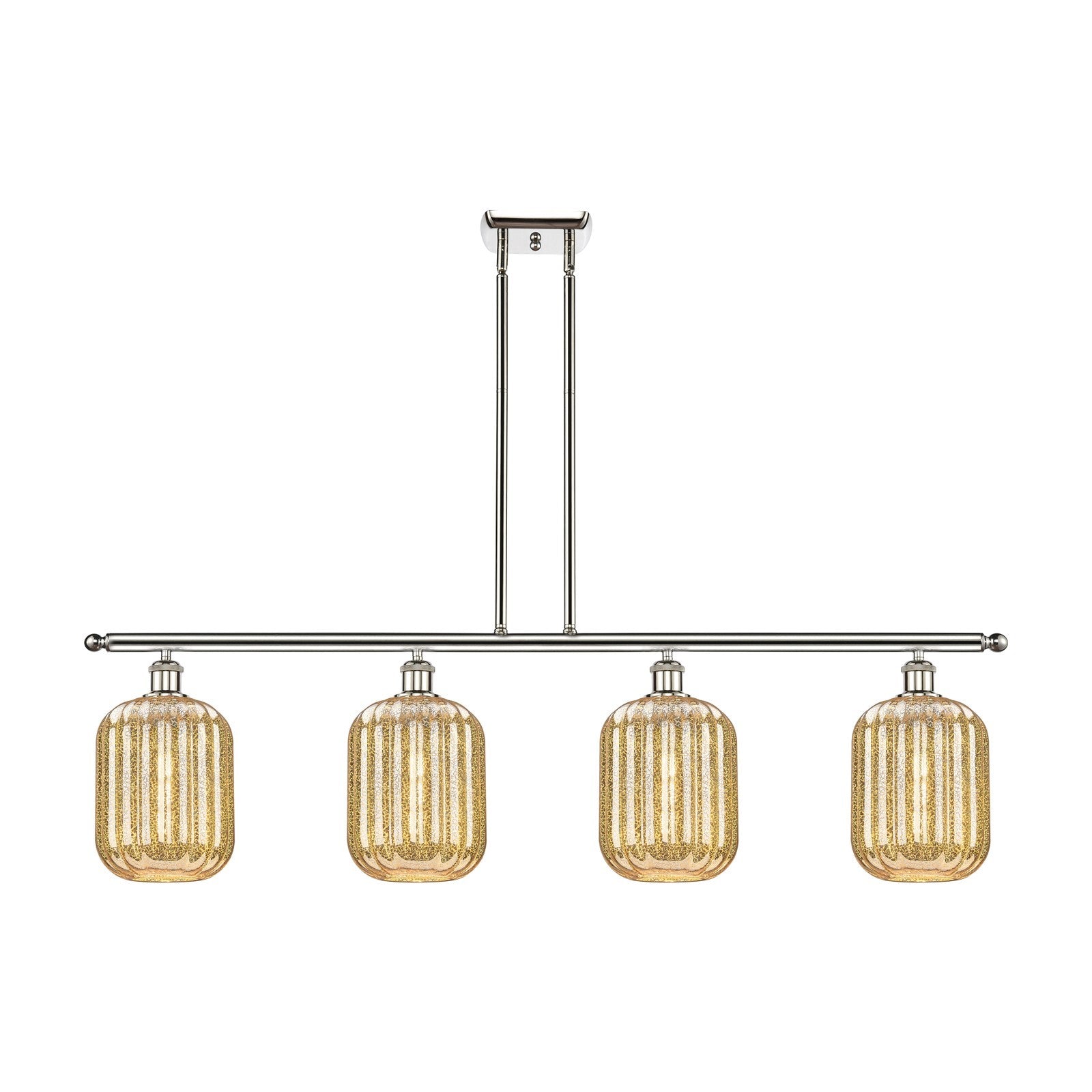 Innovations Preston Cylinder 48in 4-Light Island Light | Industrial Polished Nickel Steel and Mercury Glass | Kitchen Island & | Model 516-4I-PN-G460-7ME