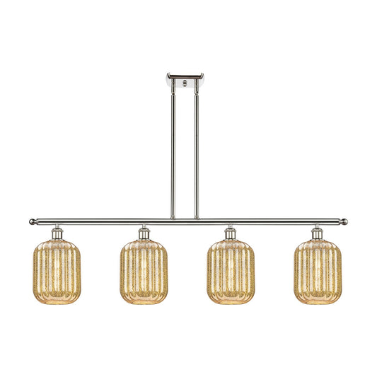 Innovations Preston Cylinder 48in 4-Light Island Light | Industrial Polished Nickel Steel and Mercury Glass | Kitchen Island & | Model 516-4I-PN-G460-7ME