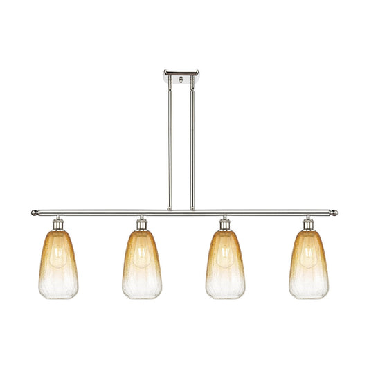Innovations Brookhaven Almond 48in 4-Light Island Light | Industrial Polished Nickel Steel and Amber Glass | Kitchen Island & | Model 516-4I-PN-G480-6AM