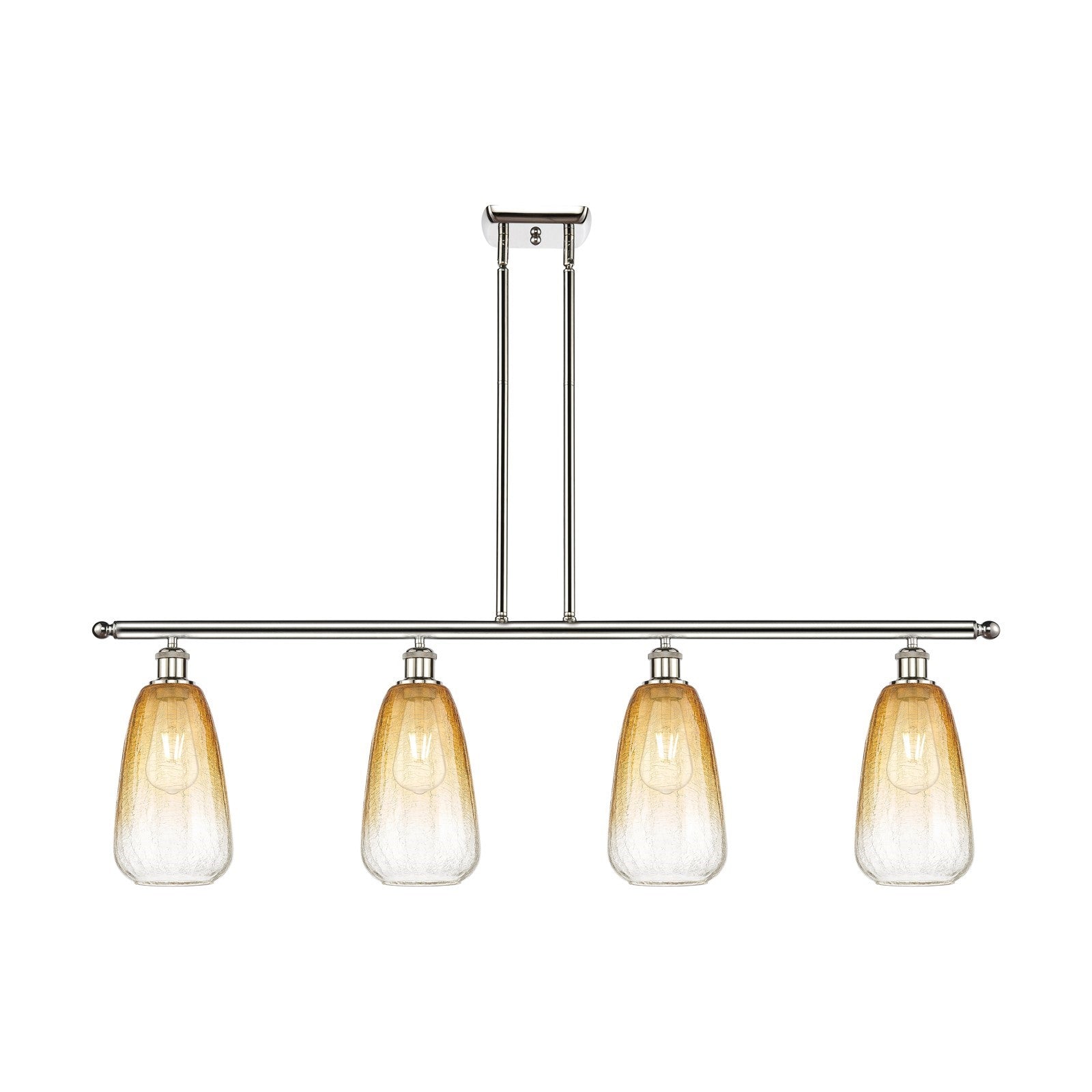 Innovations Brookhaven Almond 48in 4-Light Island Light | Industrial Polished Nickel Steel and Amber Glass | Kitchen Island & | Model 516-4I-PN-G480-6AM